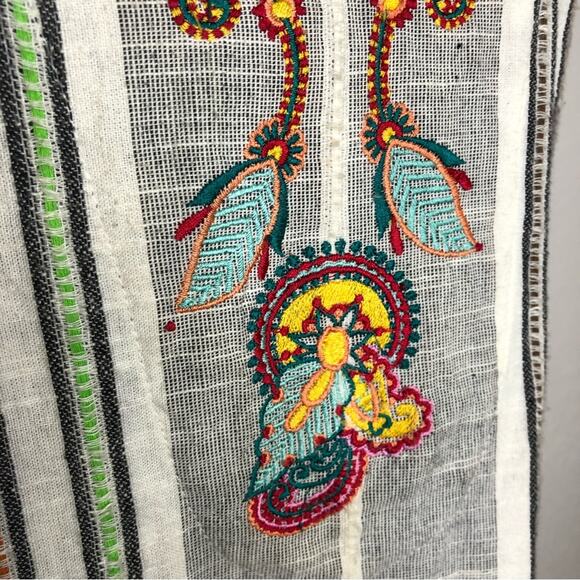 Soft Surroundings black white striped embroidered popover tunic top Petite Small - Picture 5 of 15